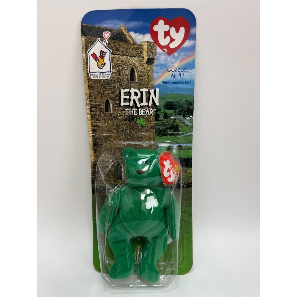 1999 TY McDonald's Teenie Beanie Babies Erin The Bear Sealed Card Irish Vintage